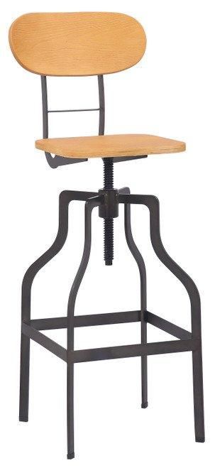 Epic Bar Stool Industrial Stool Natural Wood Height Adjustable