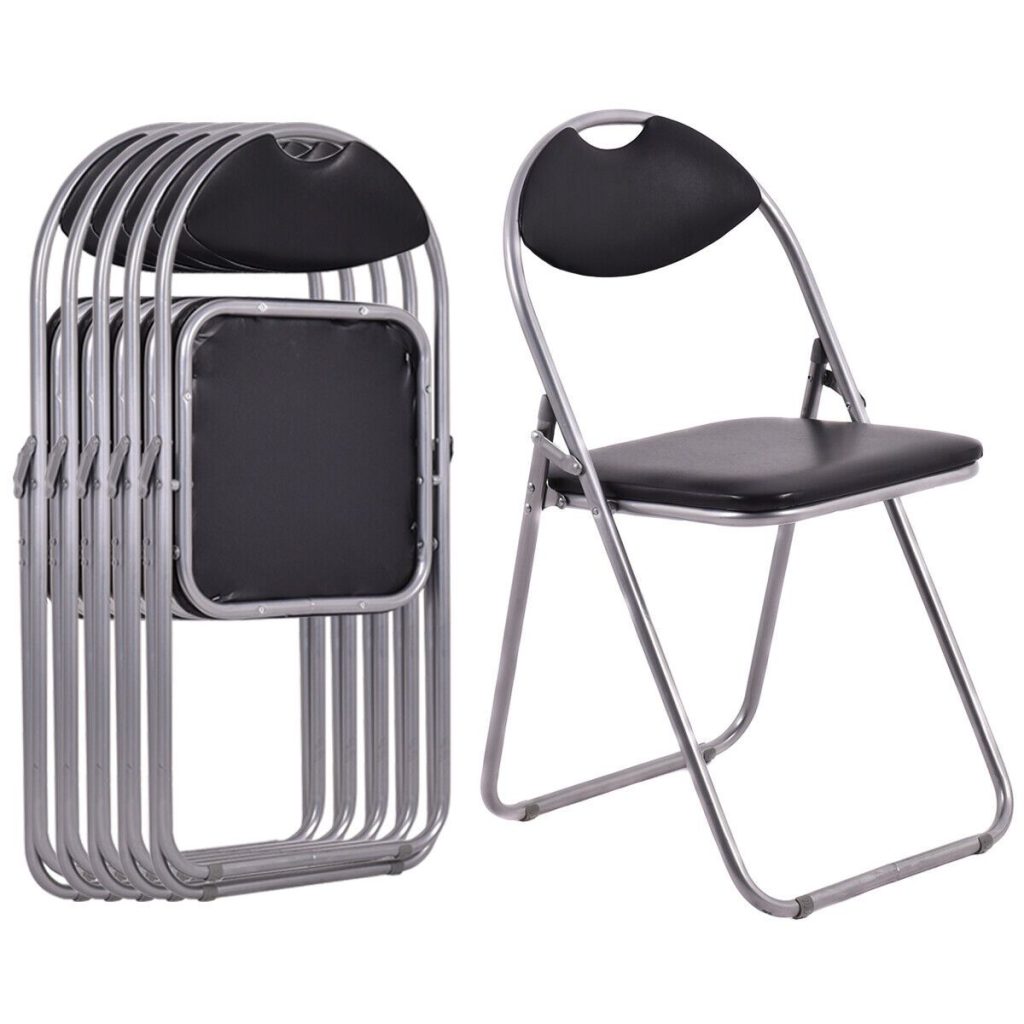 6 Pack Folding Chair Commercial Grade Metal Guest Chair w/ Padded Seat