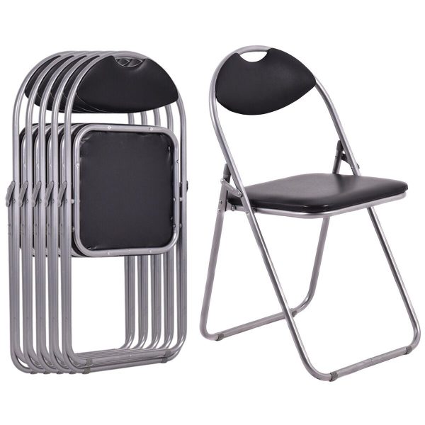 6 Pack Folding Chair Commercial Grade Metal Guest Chair w Padded Seat | Bed Sava