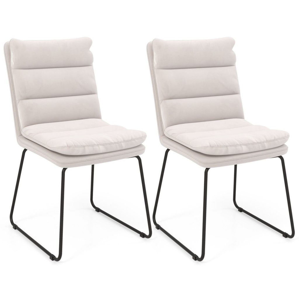2Pcs Leisure Chair Upholstered Accent Chair Home Wood Lounge Sofa Chair