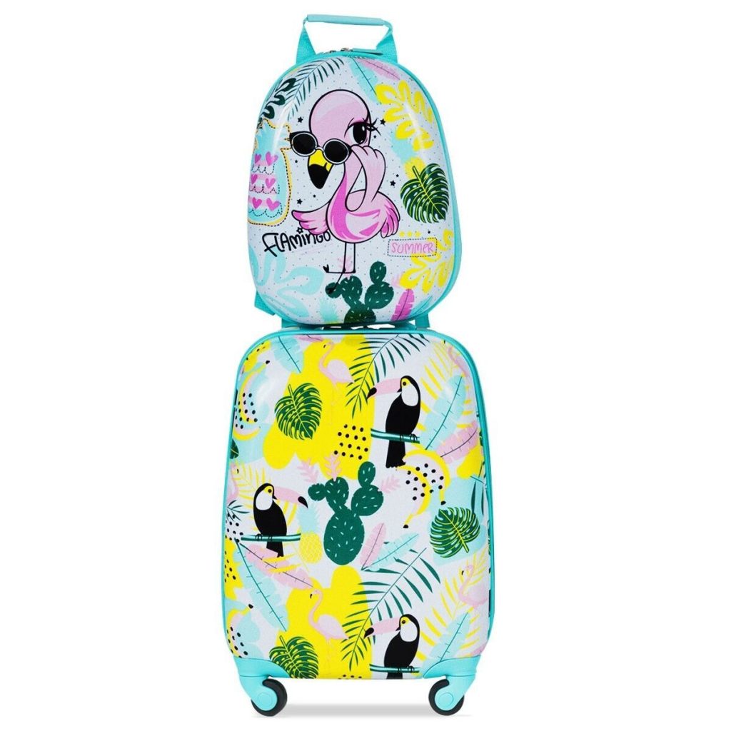 2PCS ABS Kids Luggage Set 12'' Backpack 16'' Suitcase Children Girls Travel