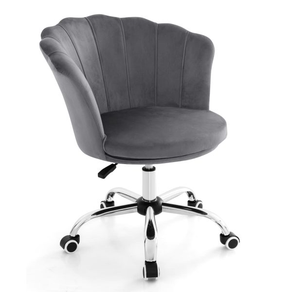 Adjustable Velvet Arm Chair Rolling MidBack Shell Leisure Vanity Chair Swivel | Bed Sava