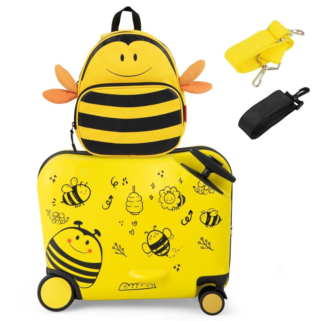 Kids Luggage Set of 2 Kids Ride-on & Carry-on Hardshell Suitcase