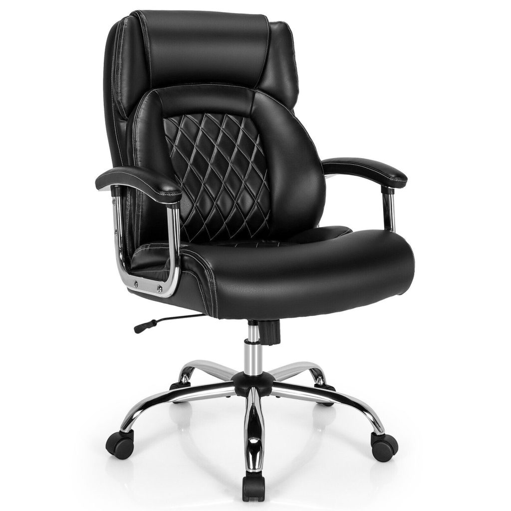 PU Leather Office Chair Padded Modern Executive Chair Ergonomic Computer Desk