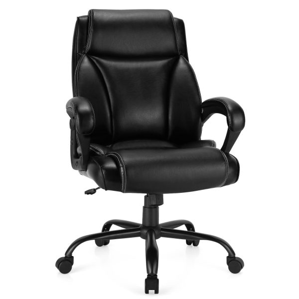 Big  Tall Office Chair Ergonomic Leather Computer Chair w Rocking Backrest | Bed Sava