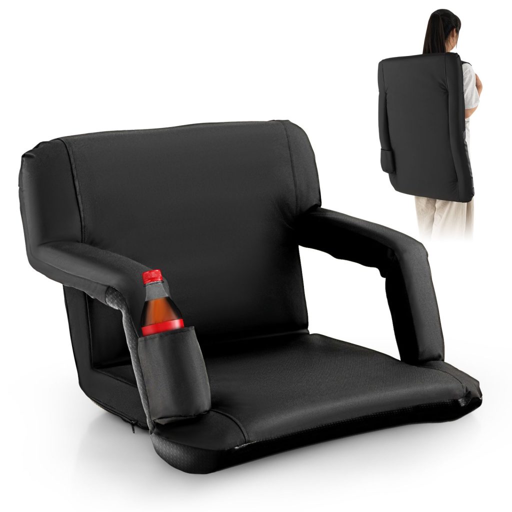 Stadium Seat Foldable Bleacher Chair w/ Back Support & 6 Reclining Positions