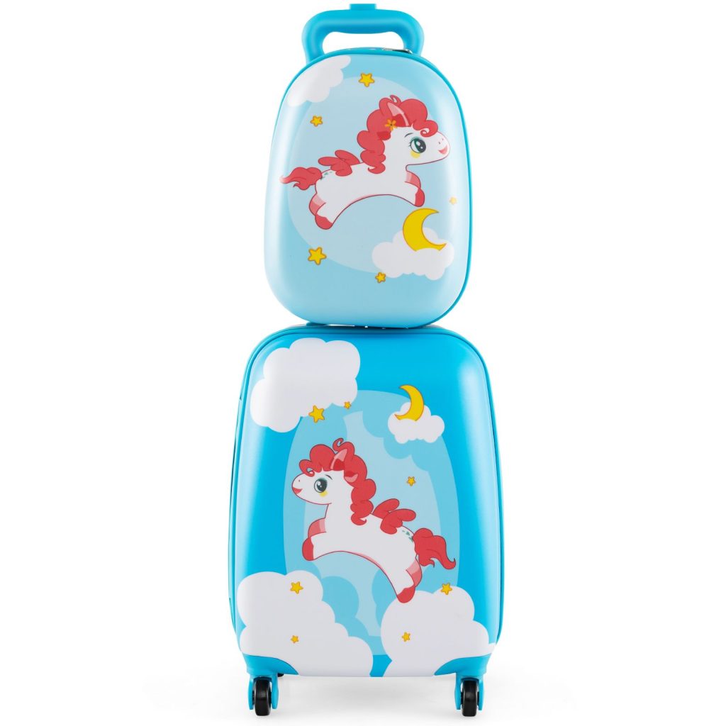 2PCS 12" 16" ABS Kids Suitcase Backpack Luggage Set School Travel Lightweight