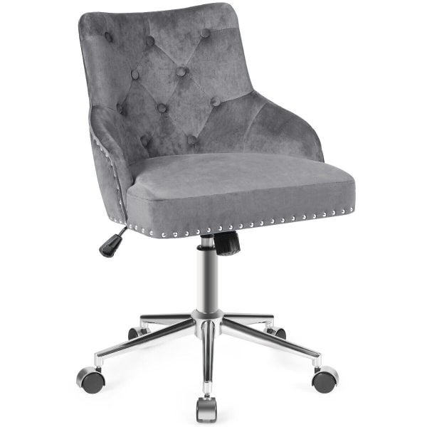 Adjustable Velvet Accent Armchair Upholstered Home Office Chair 360 Degree Swivel | Bed Sava