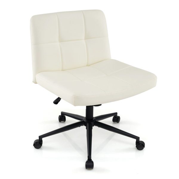 Criss Cross Chair PU Leather Upholstered Cross legged Office Chair | Bed Sava