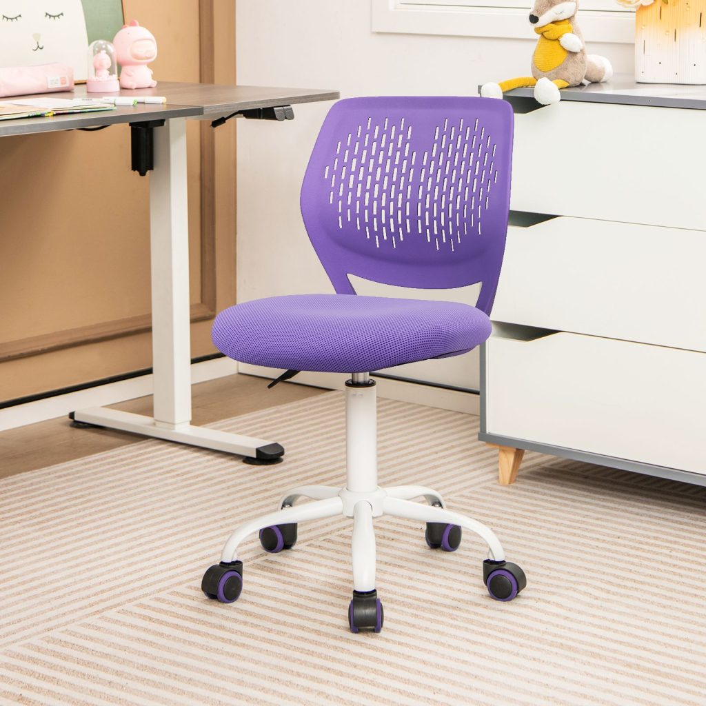 School Desk Chair Ergonomic Study Chair Rolling Swivel Task Chair with Adjustable Height Purple