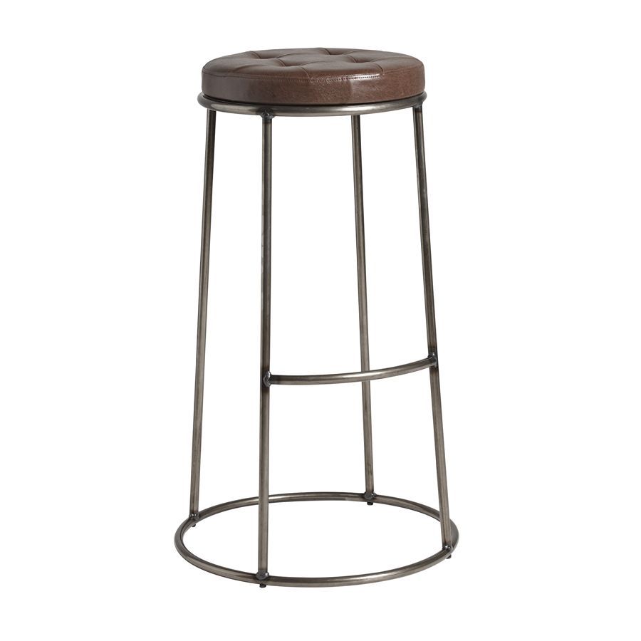 Ducat 75 - Clear Lacquered Metal Frame - Vintage Brown Seat