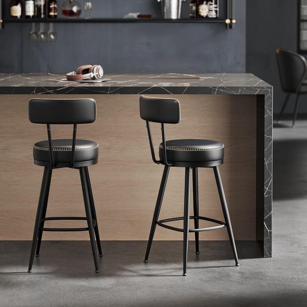 360 Swivel Bar Stools with Backrests Set of 2