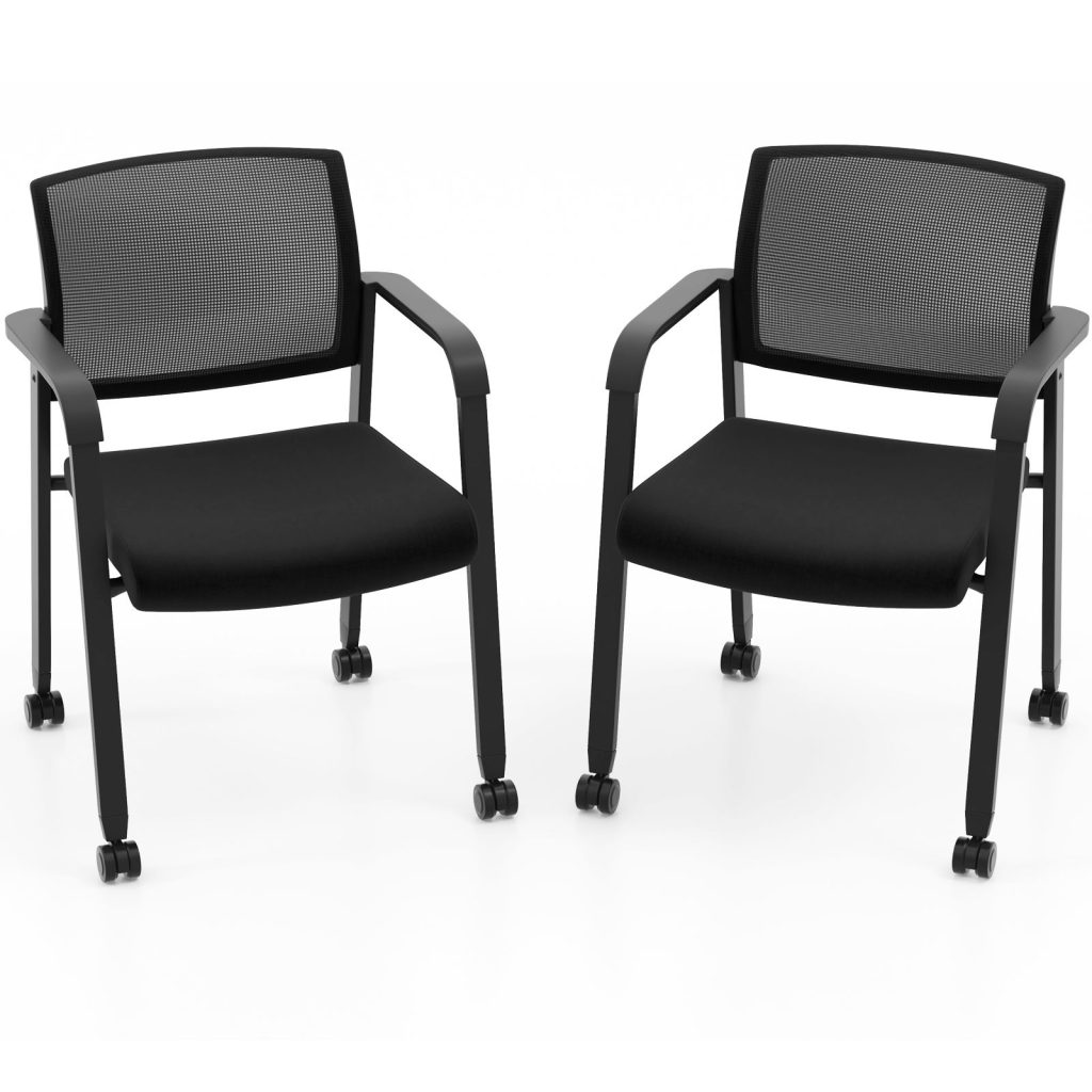 Waiting Room Chairs Set of 2 Stackable Office Guest Mesh Chairs