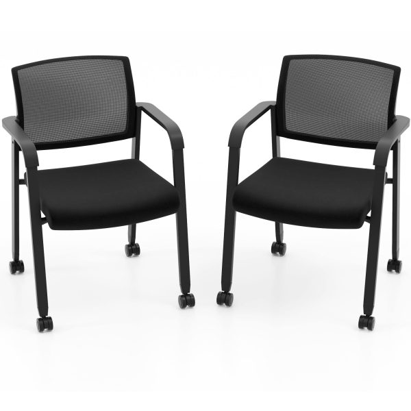Waiting Room Chairs Set of 2 Stackable Office Guest Mesh Chairs | Bed Sava