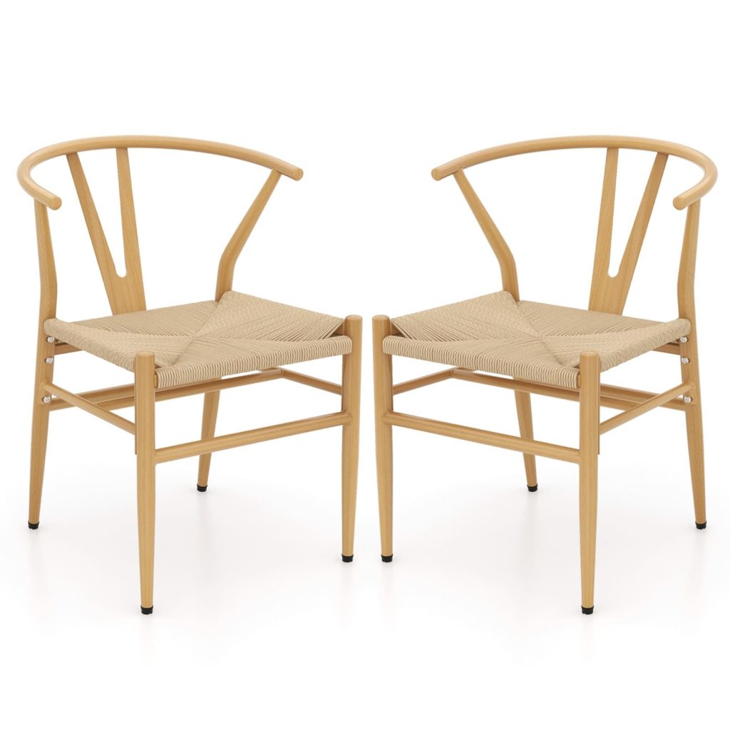 Wishbone Dining Chair Set of 2 Modern Weave Armchairs