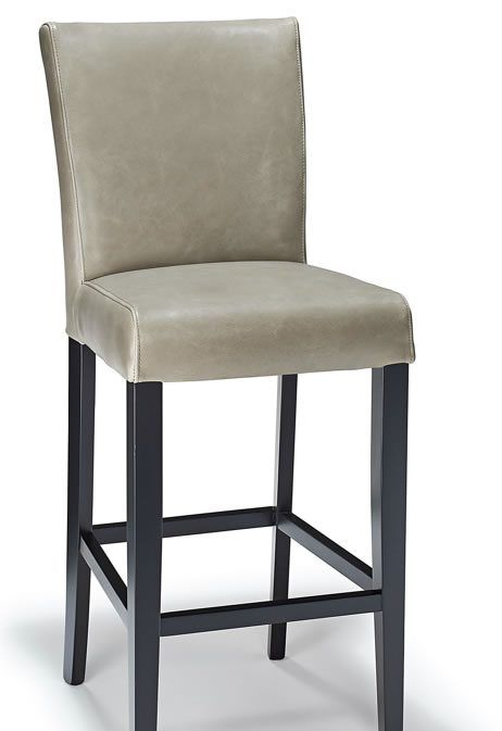 Charro Grey Aniline Real Leather Hardwood Frame Bar Stool