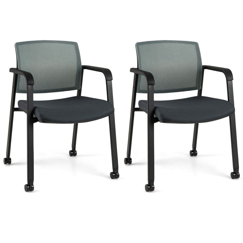 2 Pack Waiting Room Chairs Set of 2 Stackable Office Guest Mesh Chairs | Bed Sava