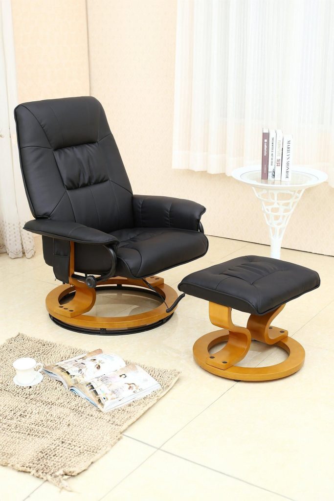 Tuscany Bonded Leather Swivel Recliner Massage Chair w Footstool
