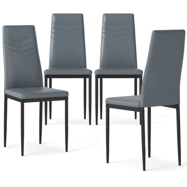 4 PCS Armless Side Chairs Kitchen Chair w/ Upholstered Cushion