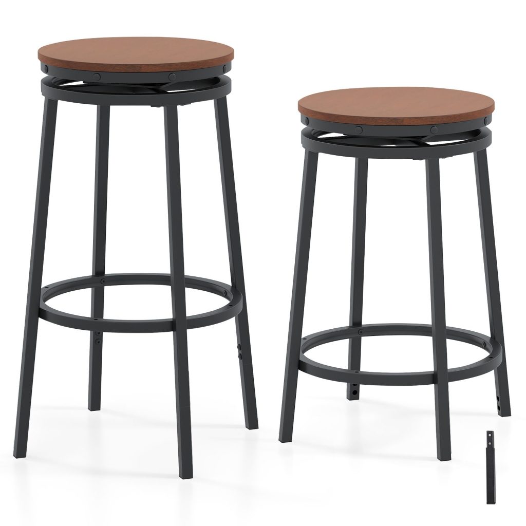 360° Swivel Bar Stools Set of 2 74/61cm Height Adjustable Stools
