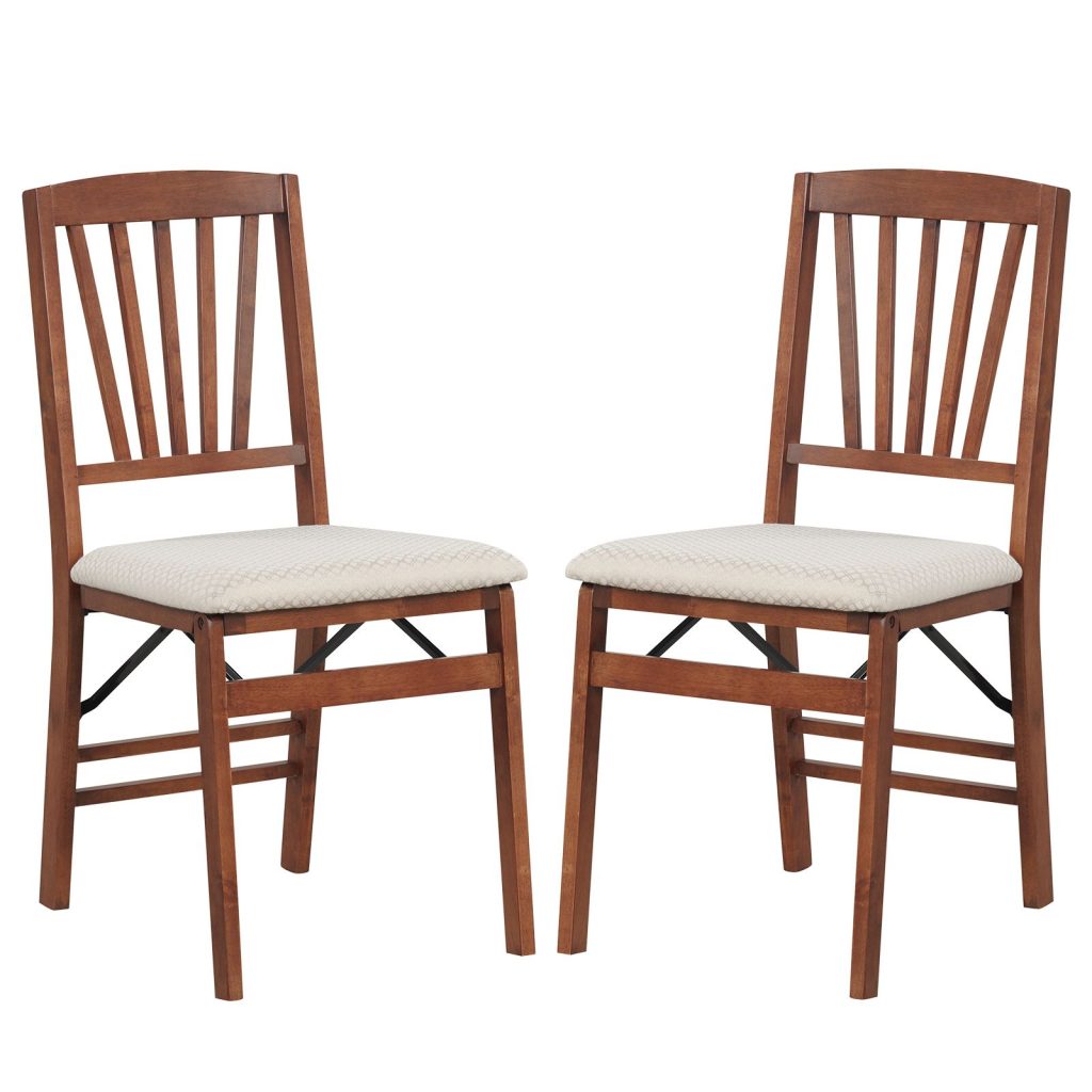 Dining Chair Set of 2 Folding Chairs with Padded Seat