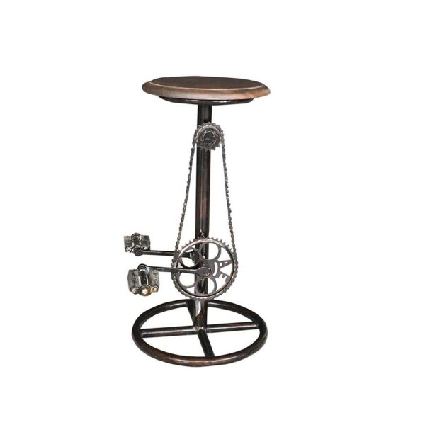 Wow Cycle Stool with Wooden Top  Mango WoodIron  L41 x W38 x H75 cm  Coffee Finish | Bed Sava