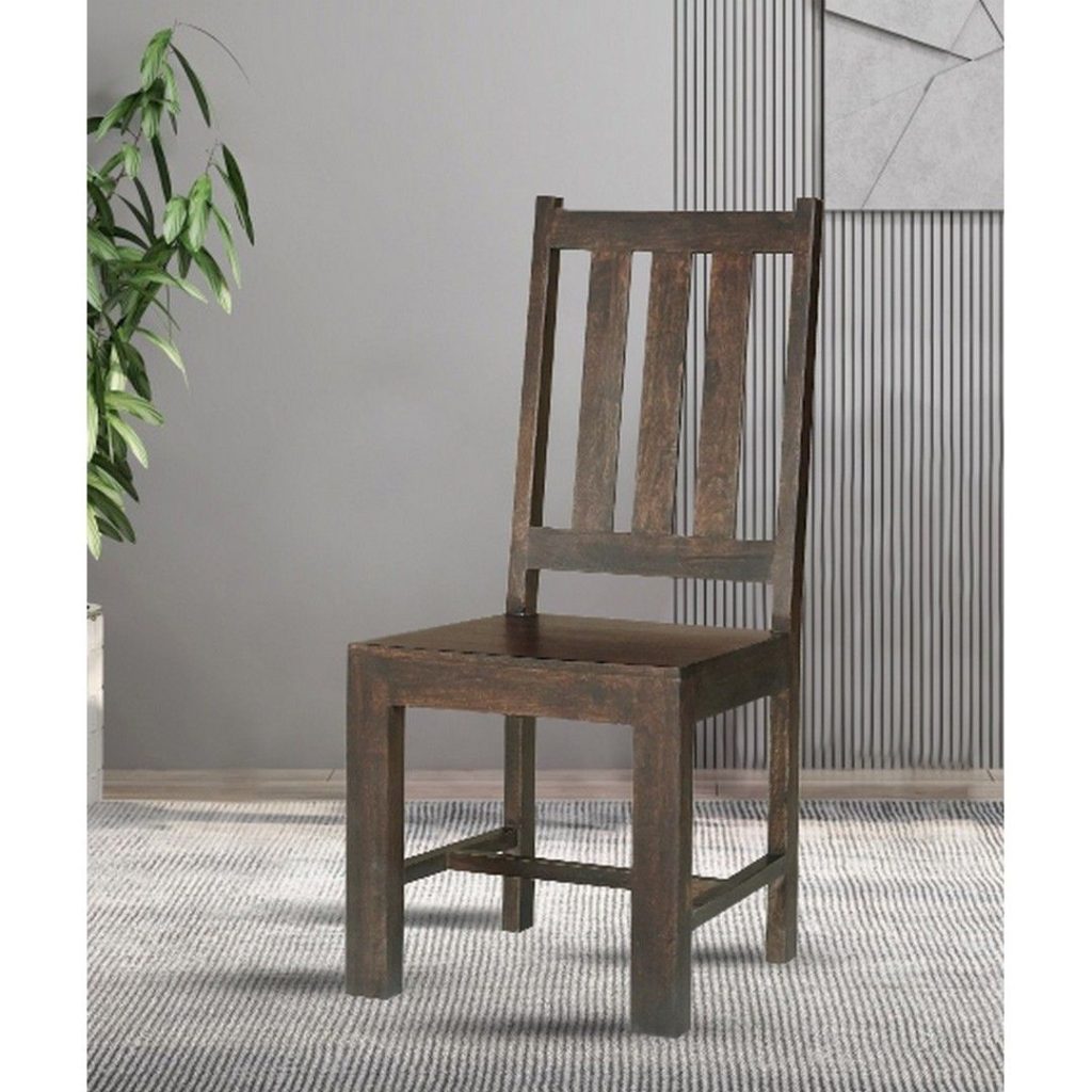 Chair Set of 2  Mango Wood  Dark Finish | Bed Sava