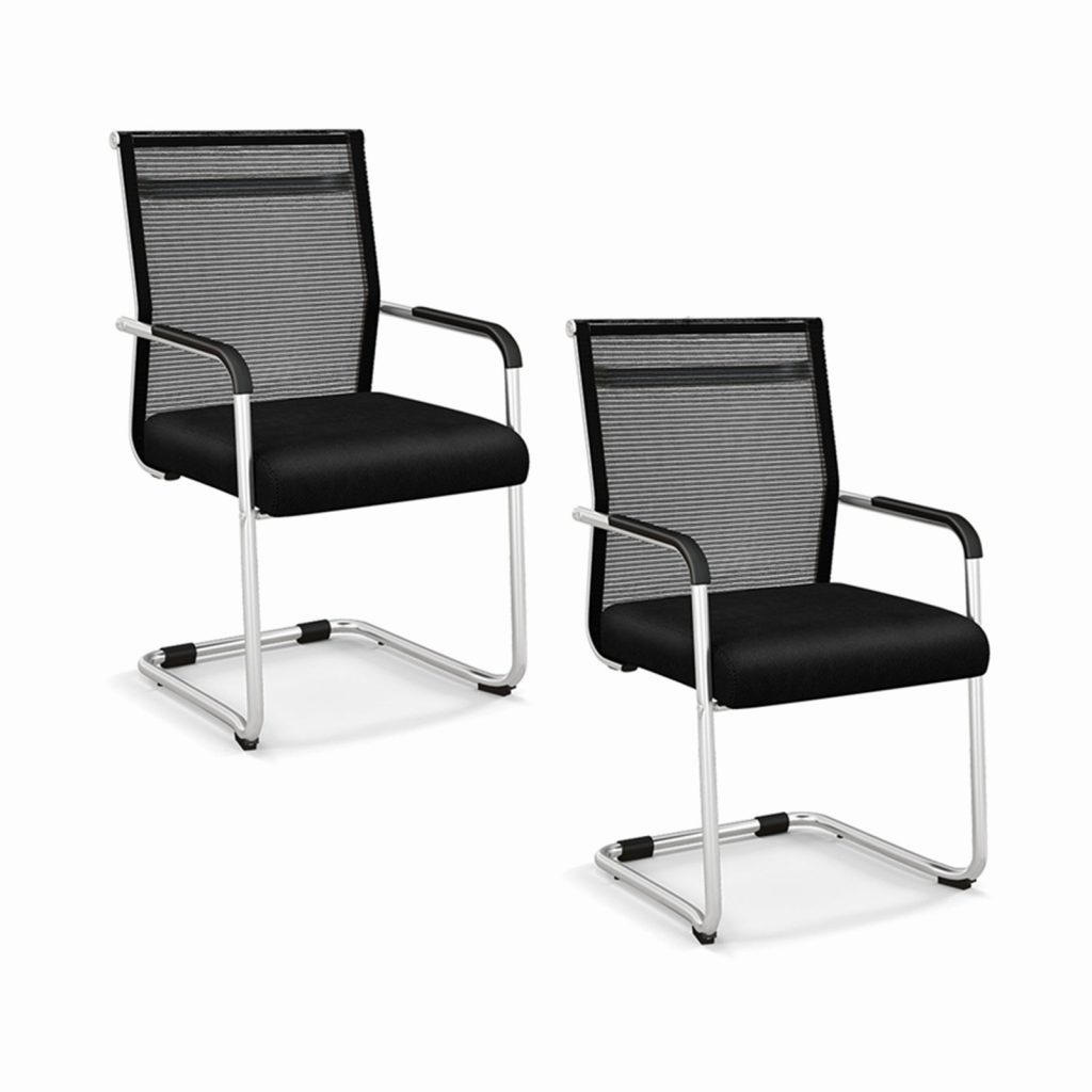Stackable Office Reception Chairs Set of 2 Mid Back Guest Chairs