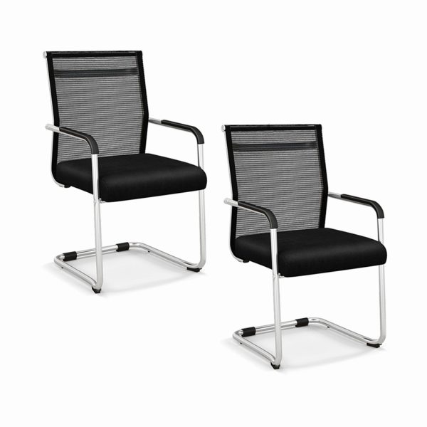 Stackable Office Reception Chairs Set of 2 Mid Back Guest Chairs | Bed Sava