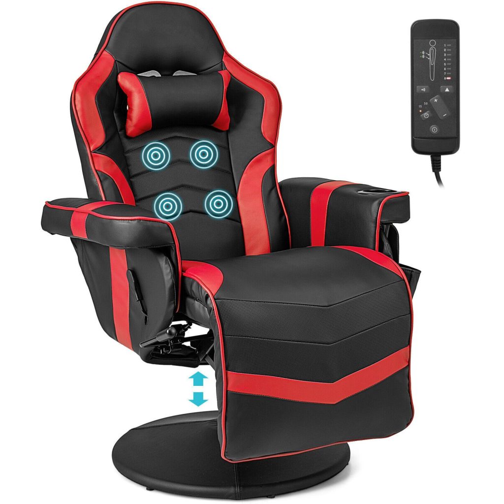 Gaming Chair Massage Swivel Gaming Recliner With Adjustable Height