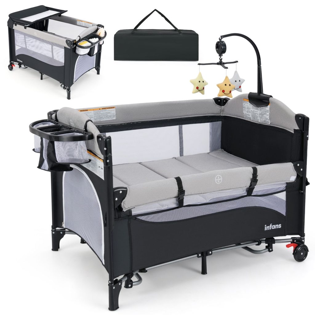 6-in-1 Baby Travel Cot Folding Playpen With Changing Table Carry Bag