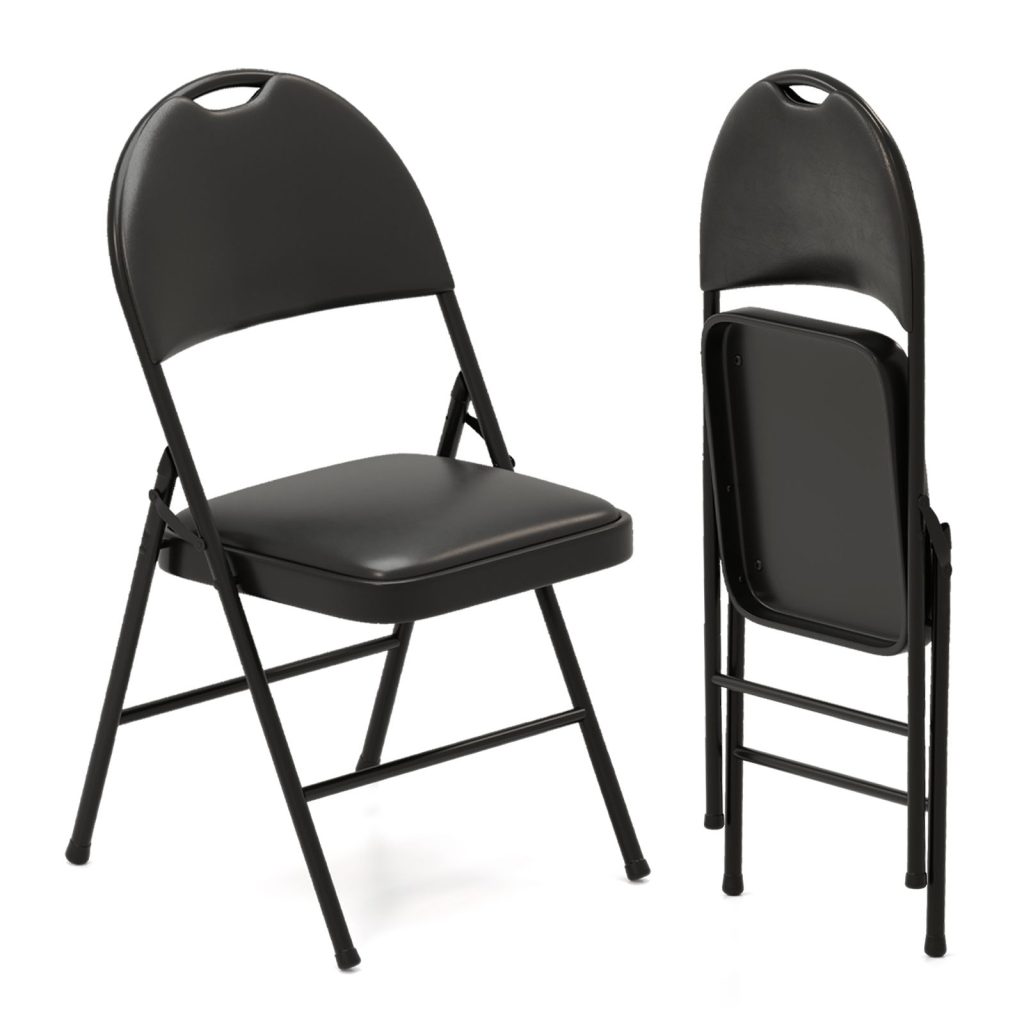 2 Pack Folding Chairs Padded Party Chairs With Carry Handle-Black