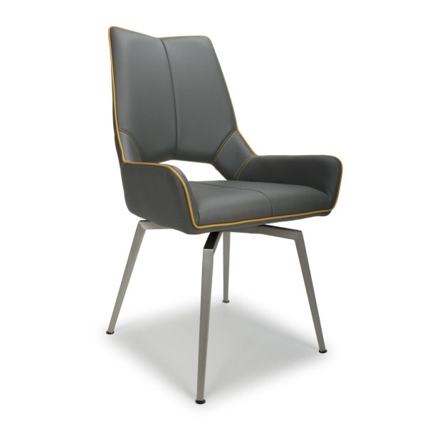 Mackerel Leather Effect Graphite Grey Chair | Bed Sava