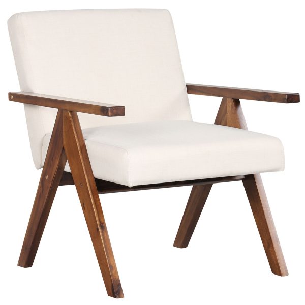 Modern Accent Chair Linen Fabric Armchair w Padded Cushion | Bed Sava