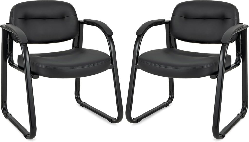 2 Pack Office Guest Chair With Padded Armrests Upholstered Back & Seat