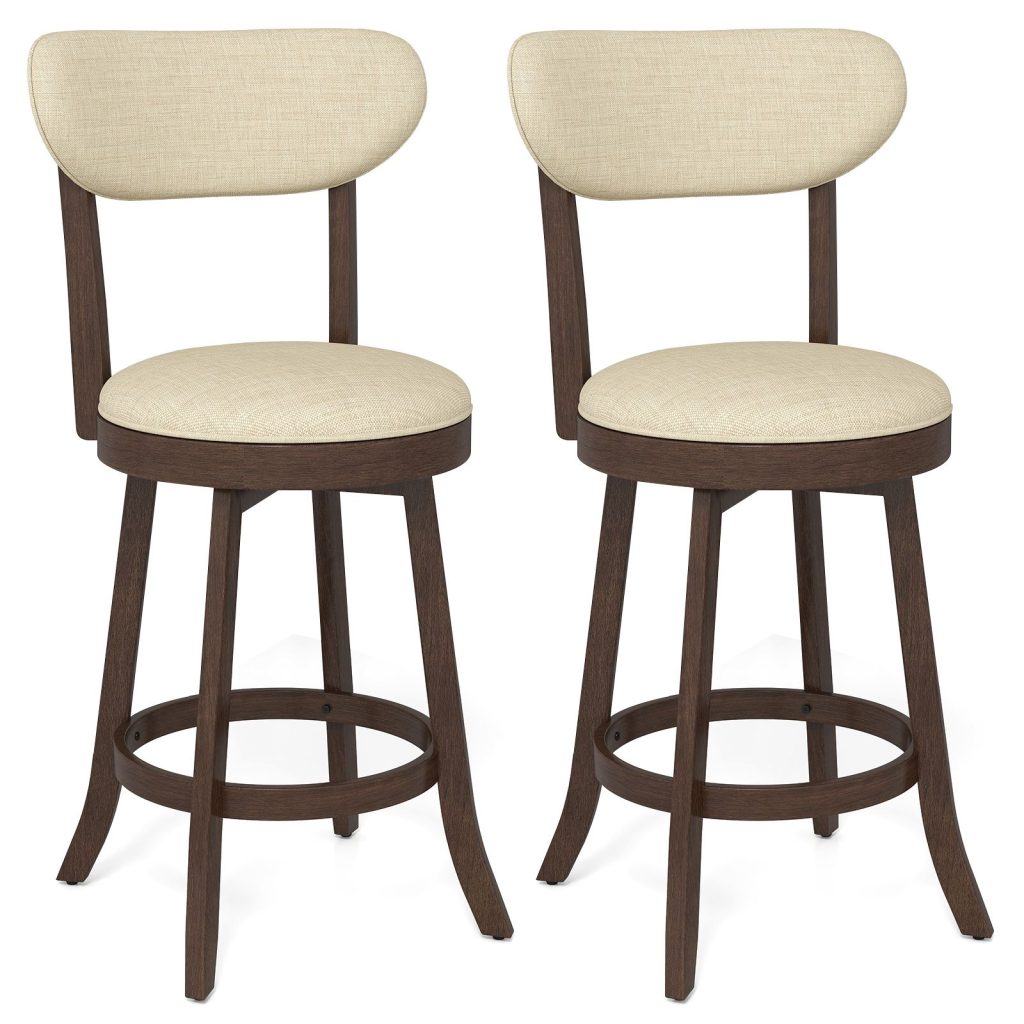 64CM Counter Height Chairs Set of 2 Swivel High Stool
