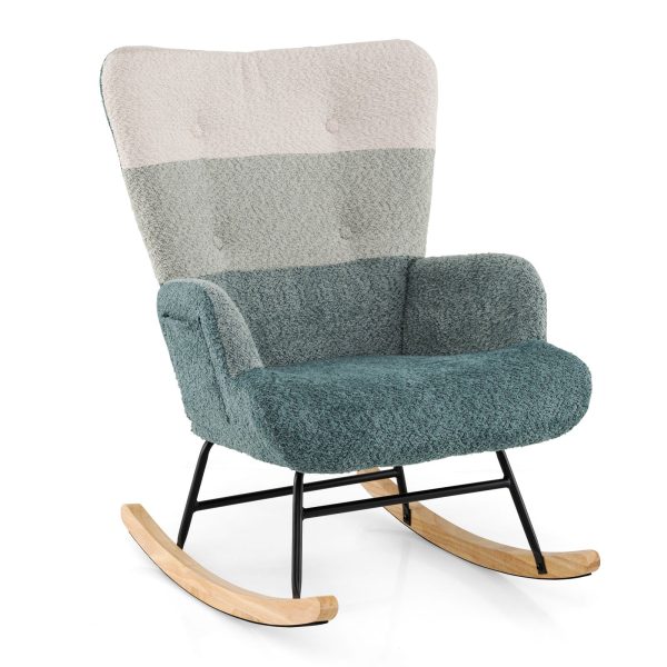 Relax Rocking Chair Boucle Fabric Upholstered Rocker Accent Chair | Bed Sava