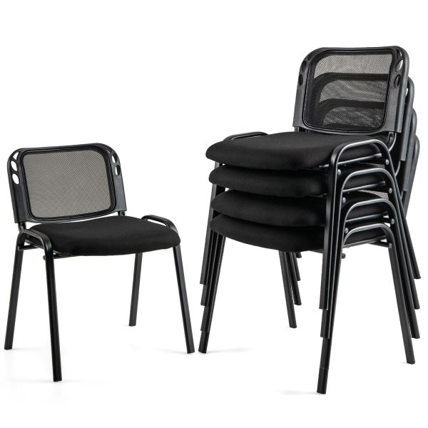 Stackable Reception Guest Chairs Set of 5 Waiting Room Chairs | Bed Sava