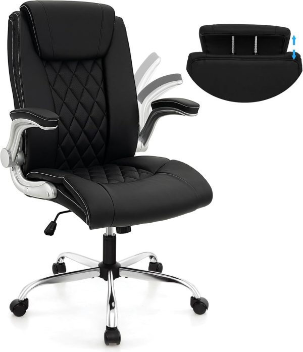 PU Leather Office Chair Adjustable Height Executive Chair With Wheels | Bed Sava