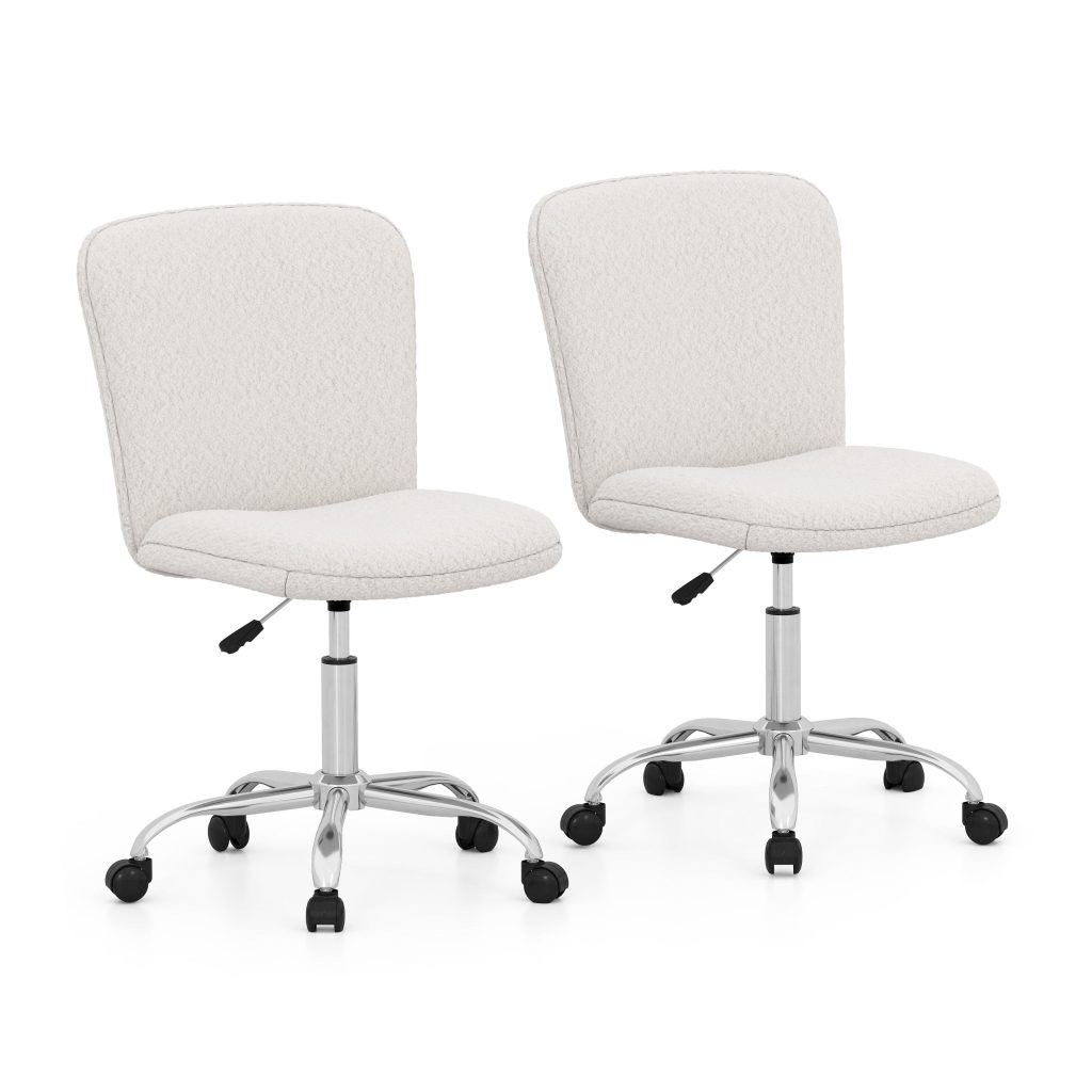 2 Pack Teddy Fleece Chair Height adjustable Office Chair With Wheels | Bed Sava