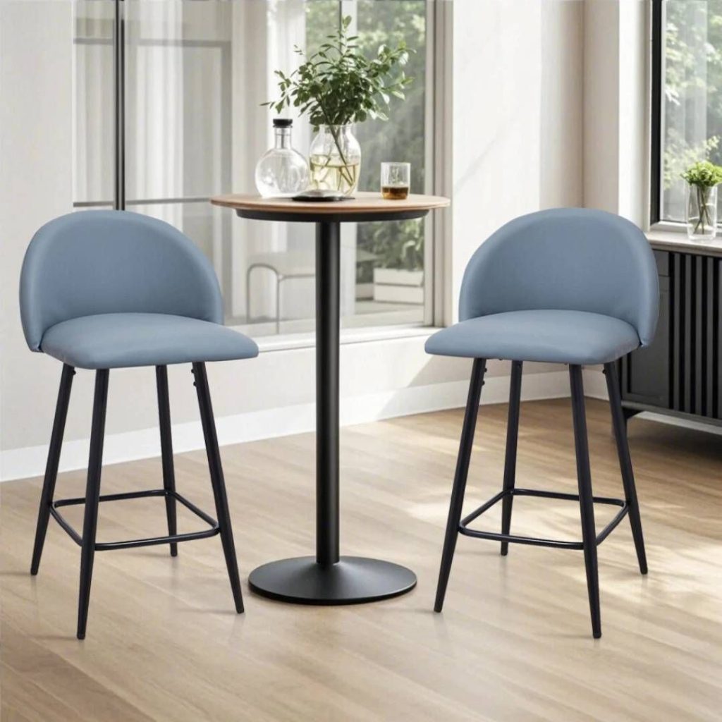 2x Modern Bar Stool Faux Leather Island Chair
