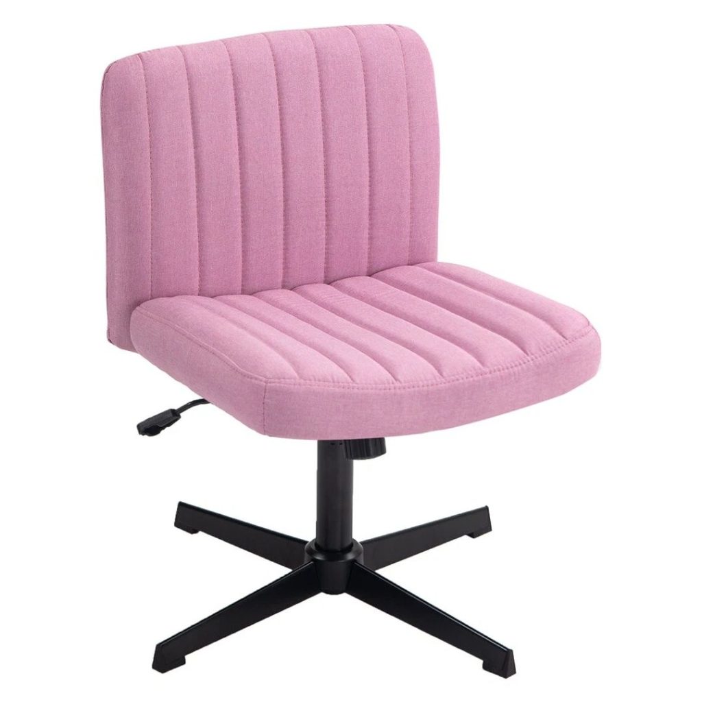 Pink Fabric Office Chair, Armless 360 Swivel Mid-Back Task Chair