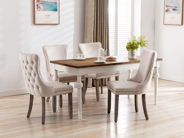 Sierra Set of 6 Lux Velvet Tufted Kitchen Dining Chairs with Knocker Wing Back | Bed Sava