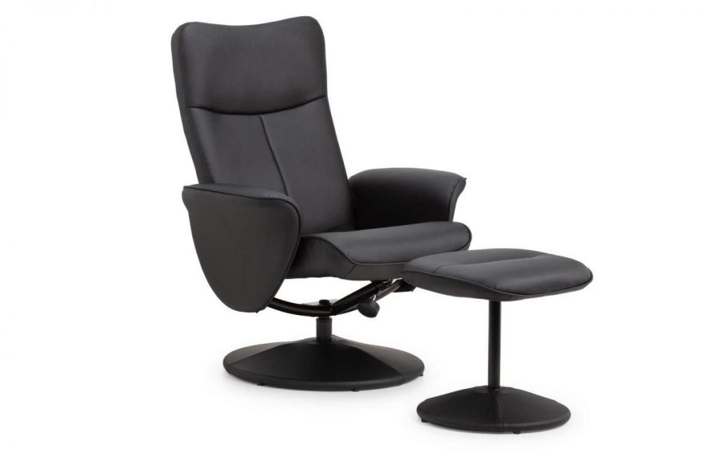 Black Leather Recliner and Stool | Bed Sava