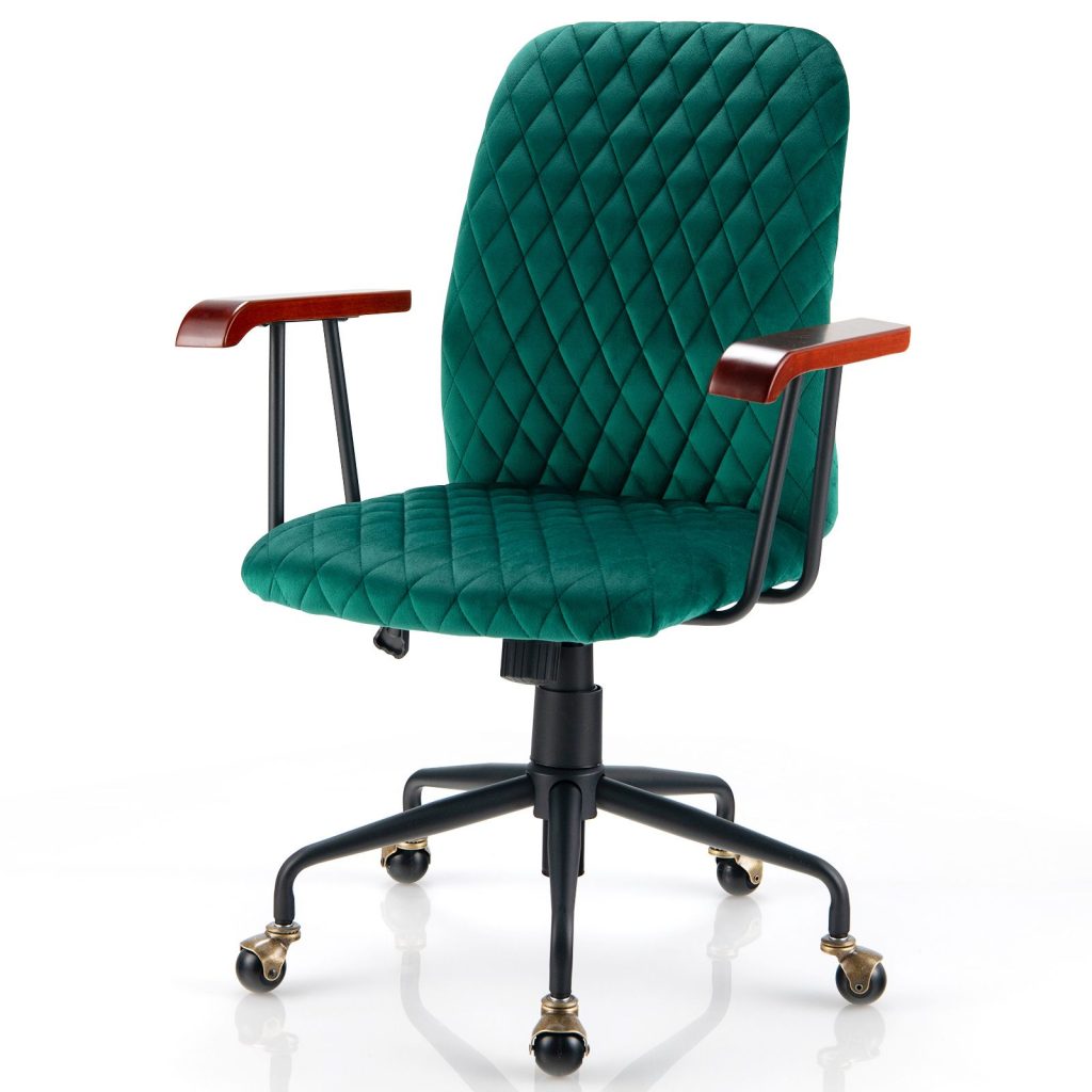 Velvet Leisure Chair Adjustable Swivel Home Office Chair Rolling Computer Chair