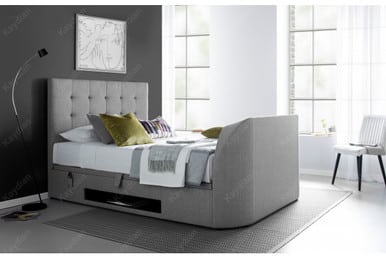 Kaydian Barnard TV Ottoman Bed double 4'6ft 135x190 cm artemis light grey