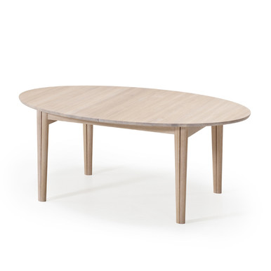 Oak Extending Dining Table - Skovby Ellipse 78 medium+2 extra leaves solid oak white oil