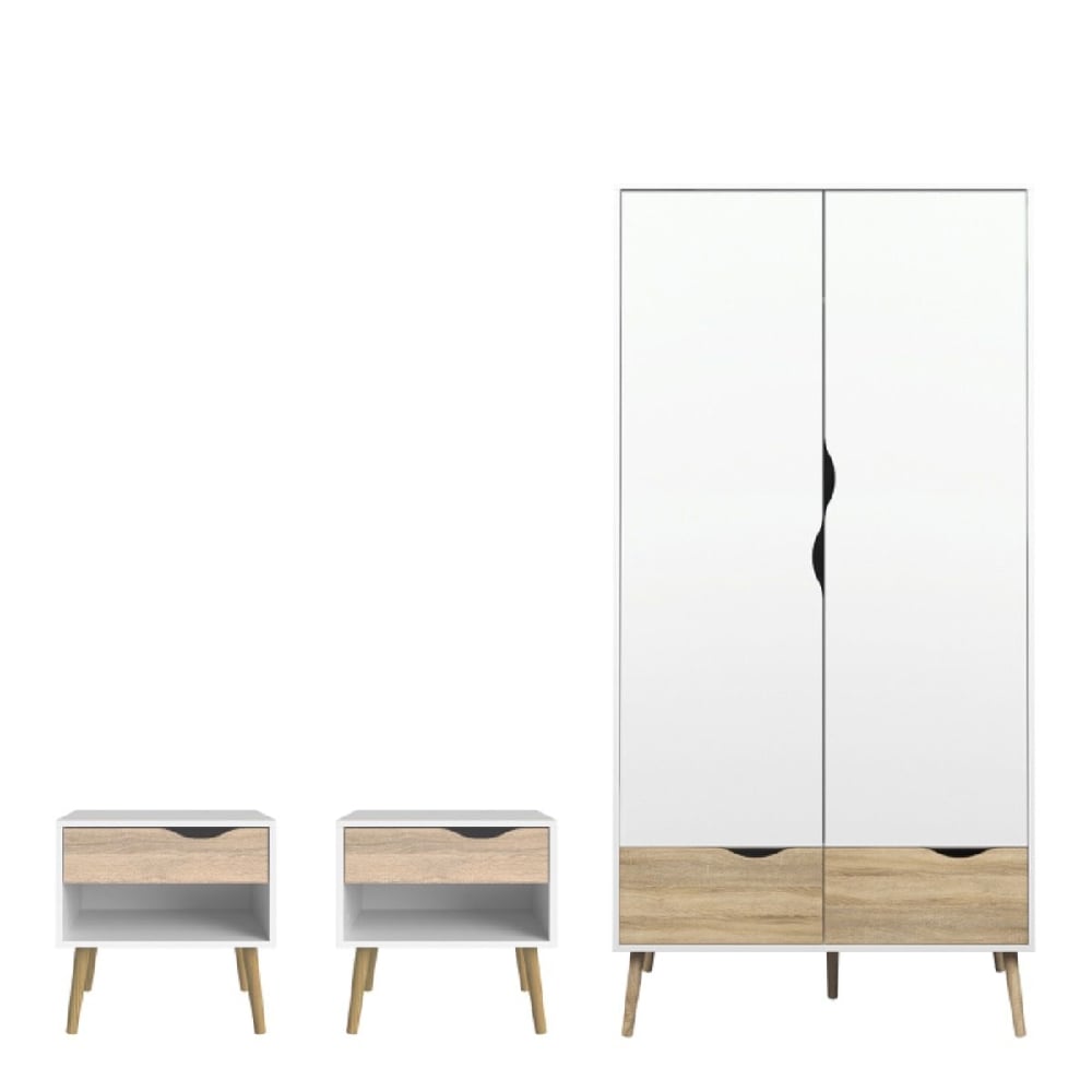 Oakley Wooden 3 Piece Bedroom Furniture Set In Oak White