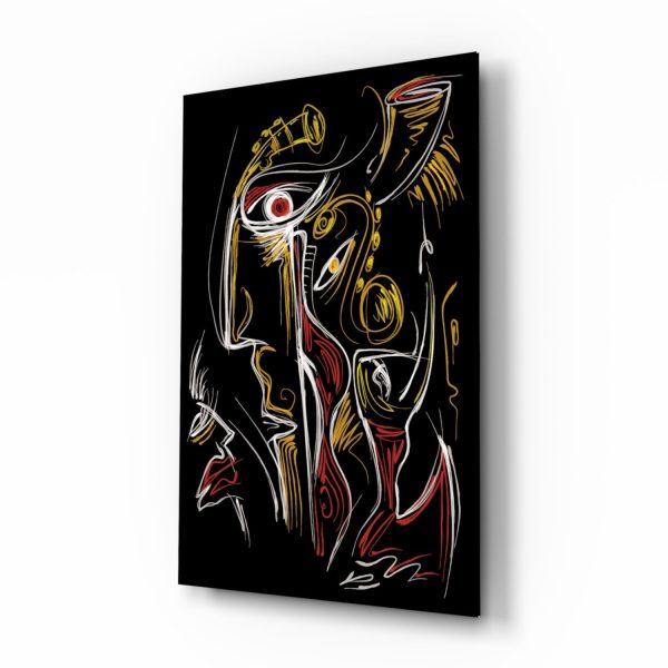 Abstract Faces Glass Wall Art | Bed Sava