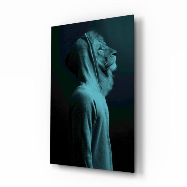 Blue Lion Head Glass Wall Art | Bed Sava